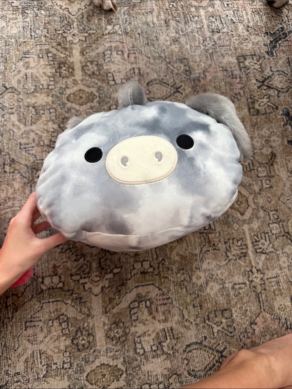 Squishmallows Gray Tie-Dye Pig Plush Accent Pillow